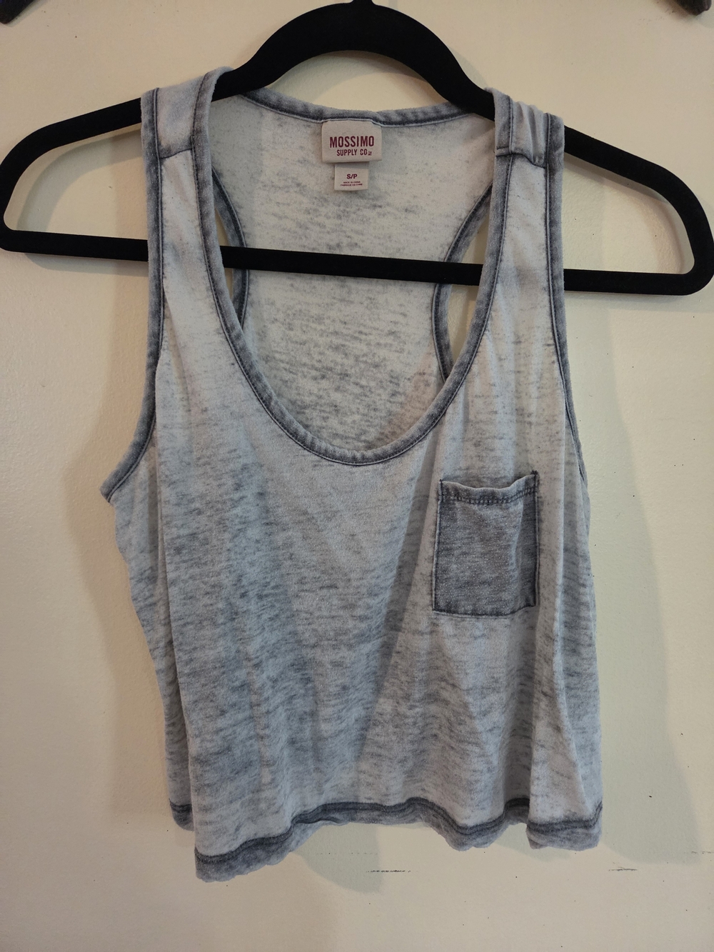 Mossimo Supply Co. Heathered Light Gray Cropped Tank with Pocket